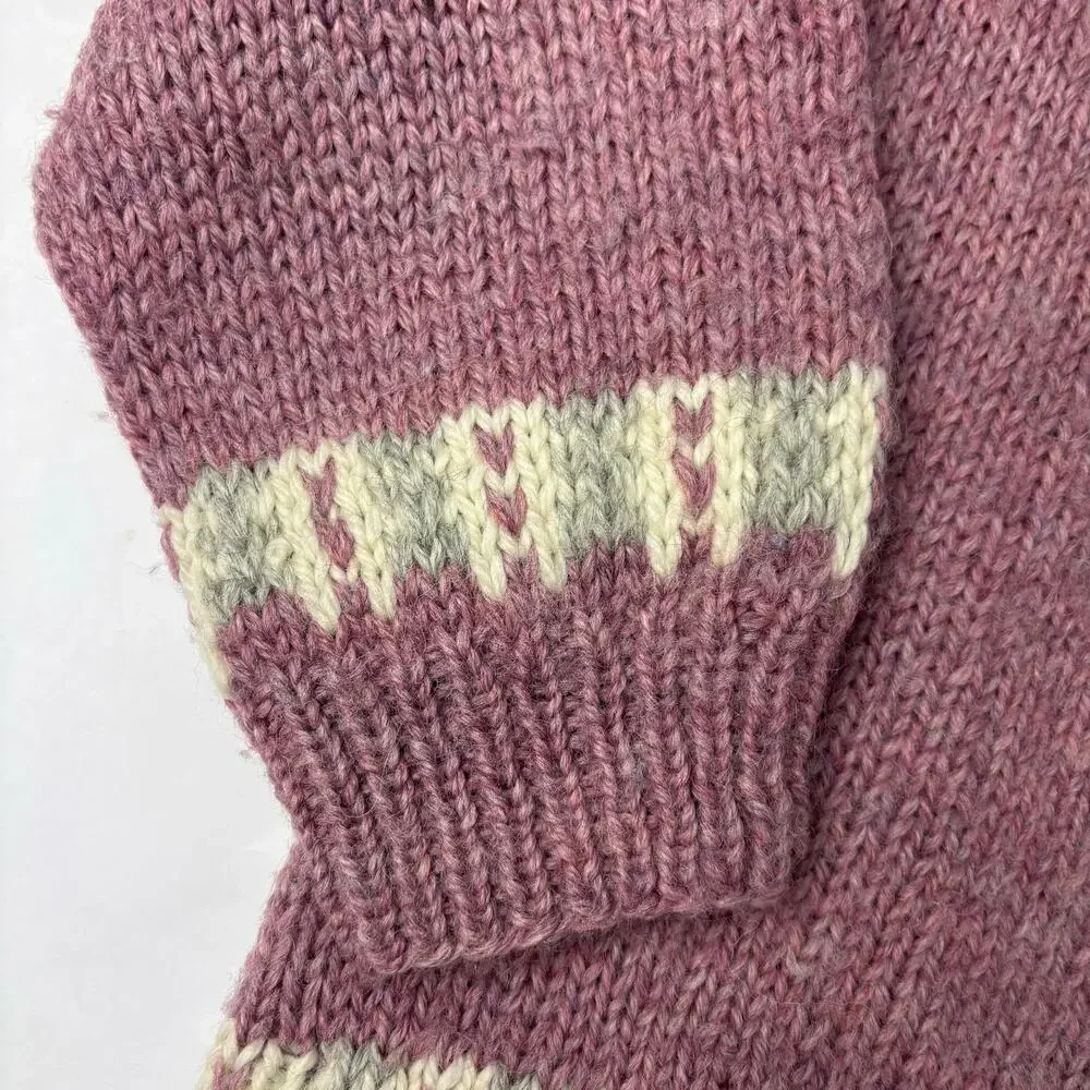 Vintage Handknit Danish Wool Sweater M Fairisle Snowflake Cozycore Hygge DK Ski